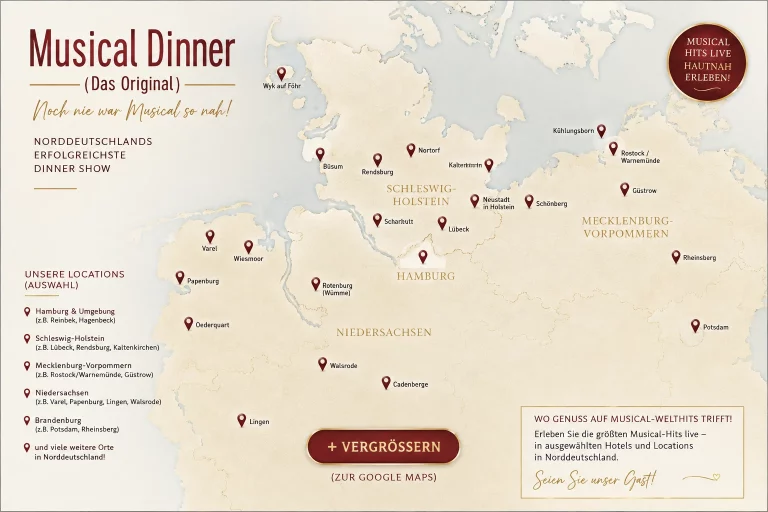 Musical Dinner Veranstaltungsorte Landkarte Musical Dinner Veranstaltungsorte Landkarte